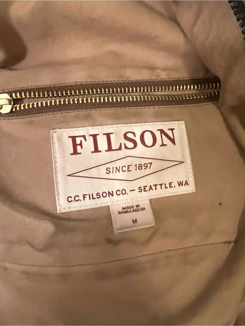 Filson Men's Tan Wax Canvas Jacket